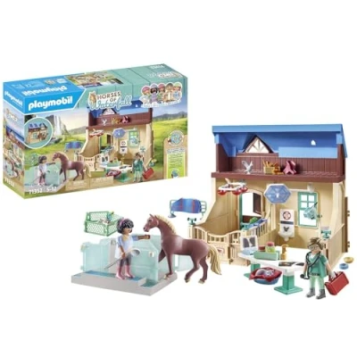 Image of PLAYMOBIL 71352 Horses of waterfall Riding Therapy and Veterinary Practice, magical paradise for horse lovers, fun imaginative role play, sustainable playsets suitable children ages 5+