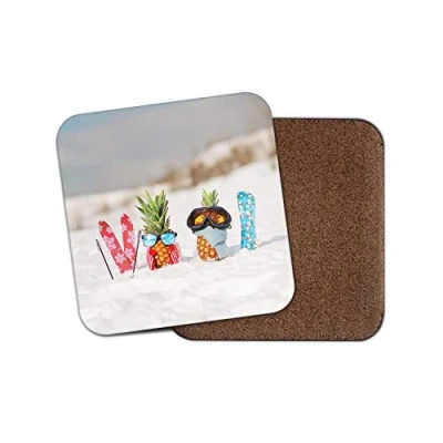 Image of 1 x Snowboarding Pineapple Coaster Ski Skiing Joke Funny Snow Sports #12334