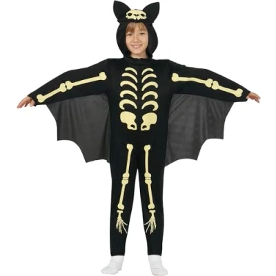 Image of Fiestas Guirca Skeleton Bat Halloween Child Fancy Dress Costume Age 5 6 Years