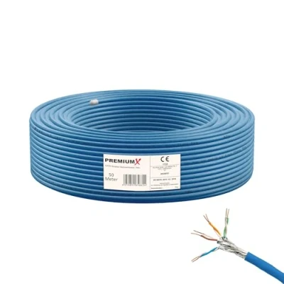 Image of PremiumX 50 m CAT 8 Network Cable Simplex LAN Ethernet Data S/FTP PiMF PoE Cca Cat8 Installation