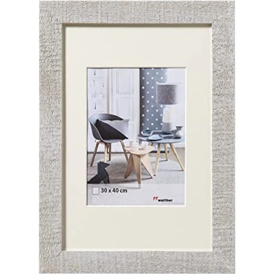 Image of walther Design Picture Frame Light Grey 30 x 40 cm with PassepArtout, Home Wooden HO040X