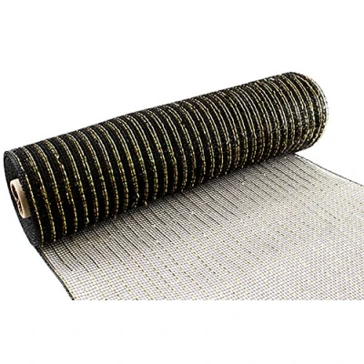 Image of Eleganza Deco Mesh Metallic 25cm x 9.1m Black/Gold, Synthetic Material, 8.2 26.2 cm