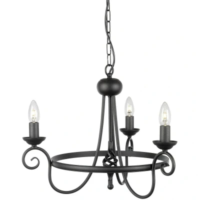 Image of Harlech Chandelier 3 Light Black Finish