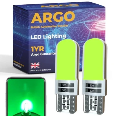 Image of Argo 501 Led Bulbs Cob Xenon Green Car Light Interior Upgrade Map Dome Courtesy Footwell Van Capless Wedge 194 168 T10 W5w Bulb Side 12v…