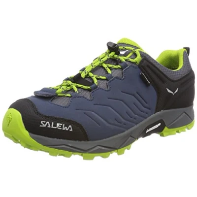 Image of Salewa JR Mountain Trainer Waterproof Trekking &amp; hiking shoes, Dark Denim/Cactus, 1 UK