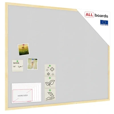 Image of ALLboards Cork Board Light Grey with Wooden Frame 100x80cm, Corkboard Bulletin Notice