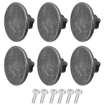 Image of Decoranddecor Vesta 40mm Round Kitchen Cabinet Furniture Knob Zinc Alloy (6 Pack, Antique Silver)