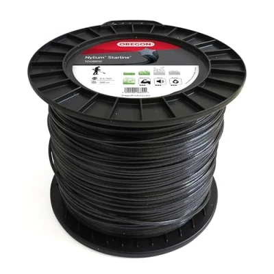 Image of Oregon Nylium Star Shaped Strimmer Line Wire for Grass Trimmers and Brushcutters, Five Cutting Edges Clean Finish, Professional Grade Heavy Duty Nylon, Fits Petrol Strimmers, 2.4mm 360m (‎104885E)