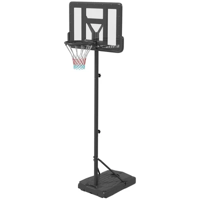 Image of SPORTNOW Height Adjustable Basketball Hoop and Stand, Freestanding Net w/Wheels, Enlarged Base, PE Backboard, 200 305cm Black