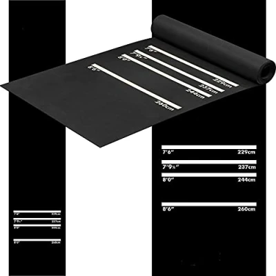 Image of Designa Darts MAT21 Heavy Duty Rubber Non Slip Dart Mat, Black, 290cm x 60cm