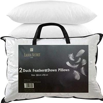 Image of YORKSHIRE HOMEWARE Duck Feather &amp; Down Pillows Comfortable Pillow Extra Filled Hotel Quality PACK OF 2