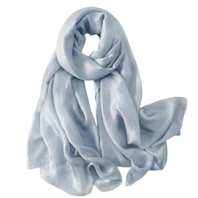 Image of Lina &amp; Lily Shimmer Sheen Scarf Shawl Wrap for Wedding Evening Dress Sheer Lightweight (Light Blue)