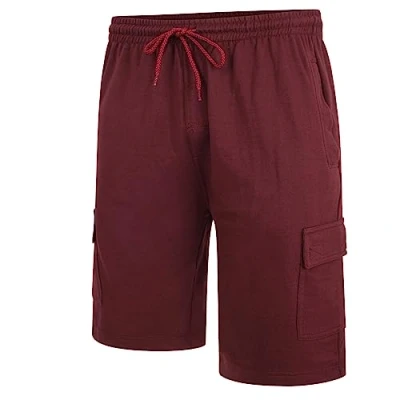Image of Kam Jeanswear Mens Big Size Jersey Cargo Shorts Elasticated Waist Drawstring Burgundy 2XL (300)