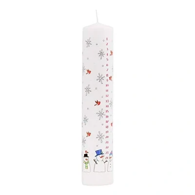 Image of Traditional Countdown to Christmas Advent Dinner Pillar Candle Snowman and Snowflake Design