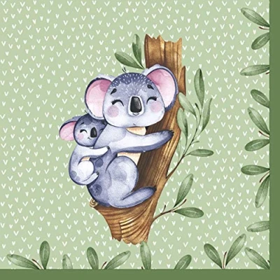 Image of 20 Lunch Napkins Koalas in Tropical Forest 33 cm