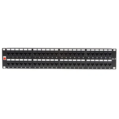 Image of LINDY 19 Inch CAT6 2U 48 Port RJ 45 Patch Panel Unshielded Black
