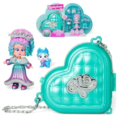 Image of KOOKYLOOS Golden Gala Series CHLOE&#039;S DELUXE SET, Collectable doll from the series. Contains 1 doll, 3 sets of clothes, 2 pairs shoes, pet and accessories. Includes handbag