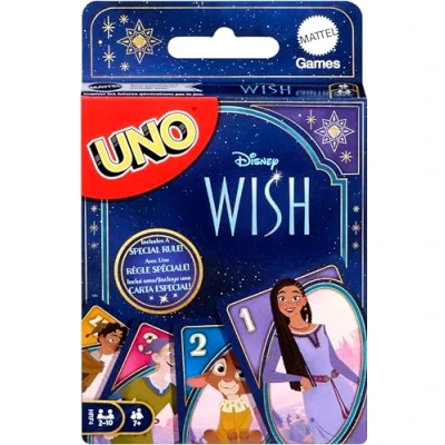 Image of Mattel UNO Disney Wish Card Game for Kids, Adults &amp; Family with Deck Rule Inspired by the Movie