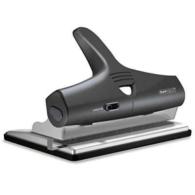 Image of Rapesco 1205 ALU Adjustable Heavy Duty 2, 3 and 4 Hole Punch, 32 Sheet Capacity, Black