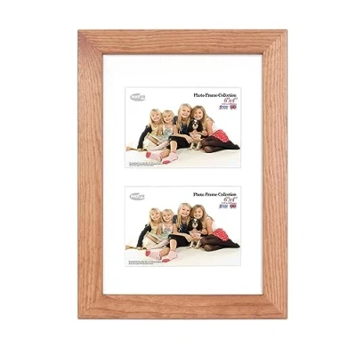 Image of Inov8 British Made Real Wood Picture/Photo Frame 12x8&quot; Dual Aperature (30x20cm) Kayla 30mm Light Oak