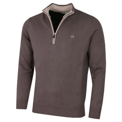 Image of Calvin Klein Mens 1/2 Zip CK Golf Sweater Taupe XXXXXL