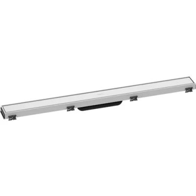 Image of hansgrohe 56038700 RainDrain Match Shower Drain 800 with Height Adjustable Frame Matte White Complete set channel, 80 cm