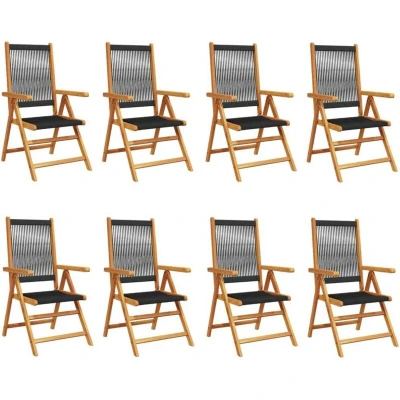 Image of vidaXL Reclining Garden Chairs 8 pcs Black Solid Wood Acacia