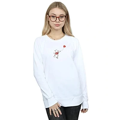 Image of Disney Women&#039;s Winnie The Pooh Balloon Sweatshirt White XX Large