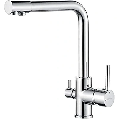 Image of GRIFEMA GRIFERÍA DE COCINA G4003 3 in1 Kitchen Mixer Tap with Drinking Filtered Water Outlet, Dual Lever Sink Tap, 3/8 Inch Hose, Chrome