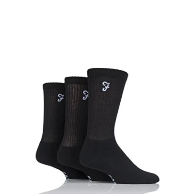 Image of 3 Pair Black Classic Leisure Sports Socks Men&#039;s 6 11 Mens Farah