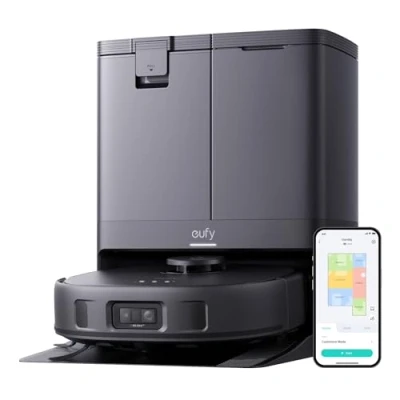Image of eufy X10 Pro Omni Robot Vacuum Cleaner with Mop, 8,000 Pa, Dual Mops 12 mm Auto Lift and Carpet Detection, AI Obstacle Avoidance, Mop Washing, Self Drying, Emptying(Renewed)