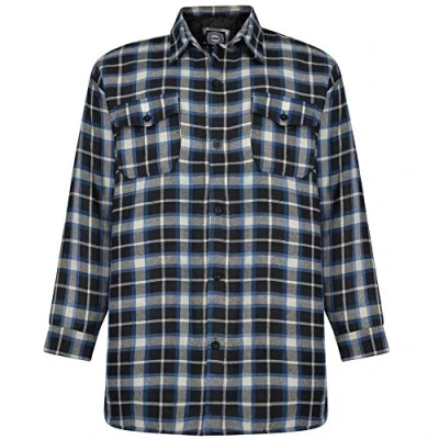 Image of Kam. Mens Padded Button Up Quilted Shirt Checked Casual Jacket Big Size 2 8XL (3XL, Black)