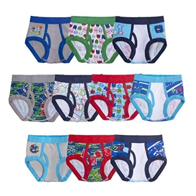 Image of PJ Masks Boys&#039; 100% Combed Cotton Brief Multipacks with Catboy, Luna Girl, Owlette and More in Sizes 2/3t, 4t, 4, 6 8, 10 Pack, 2 3 Years (Pack of 10)