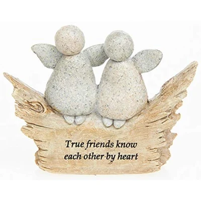 Image of Angel Stone True Friends Know Each Other By Heart Sentiment Gift