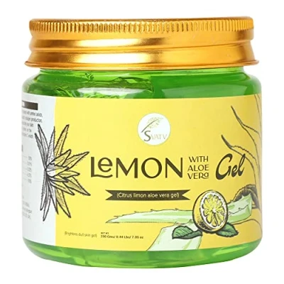 Image of SVATV Lemon Aloe Vera Gel Reduces skin redness Improves tone dark spots Replenishes cells Paraben &amp; Sulfate Free 200g 7.05 Oz 0.44 Lbs