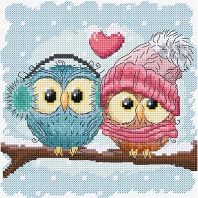 Image of Cross Stitch Kit Luca S Two Cute Owls, B1400
