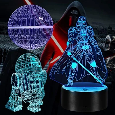 Image of Zanetta Star Wars 3D Illusion lamp Gift, 3 Patterns 16 Colors Change Night Light with Remote Control,Christmas Holiday Gifts for Kids Boys Men Fans