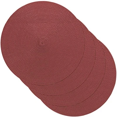 Image of Venilia Berry Round Placemat, Table Linen, Place Mats for Dining Room, Berry, Woven, Set of 4, Food Safe, 38 cm, 59118