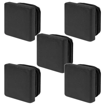 Image of 5x RIBBED INSERT PLUG END CAP FOR SQUARE TUBE 15x15 TO 60x60MM BLACK (20x20mm)