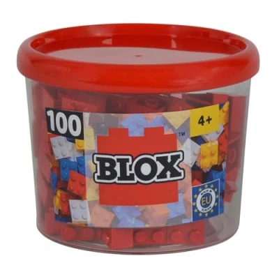 Image of Simba 104114111 Blox, 100 rote Bausteine Made in Italy, 4 Bricks, Includes Storage Box, and 100% Compatible with Well Known Tokens, red