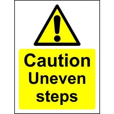 Image of Caution Uneven Steps Sign 1.2mm Rigid Plastic 300mm x 200mm