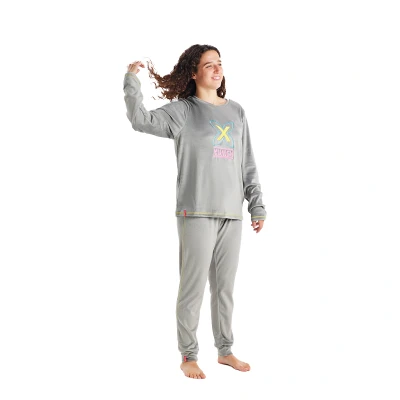 Image of Munich Womens Winter pajamas long sleeve velvet MU5 women Grey Size Large