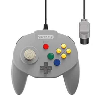 Image of Retro Bit Tribute 64 Wired N64 Controller for Nintendo Original Port (Classic Grey)
