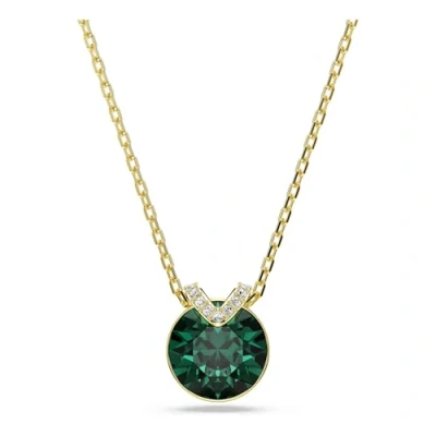 Image of Swarovski Gold Bella V Green Round Cut Necklace