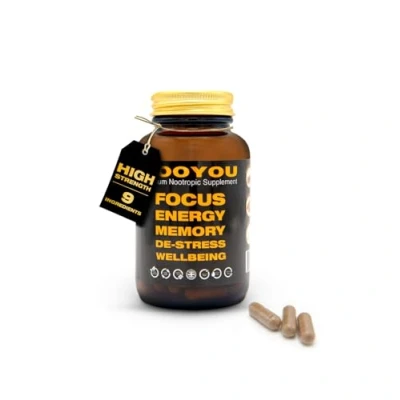 Image of NooYou Nootropic, Lions Mane, Ashwagandha, Alpha GPC, Brain Supplement Mushroom Complex Increased Energy, Focus, Memory Wellbeing Formula, 60 Capsules