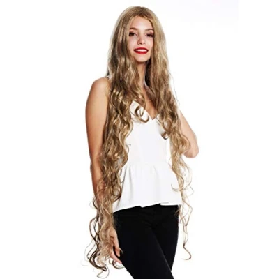 Image of wig ME UP VK 40 24B/22 quality women&#039;s very long Rapunzel slightly curly wavy middle parting blonde mix