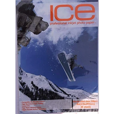 Image of 25 Sheets ICE A4 220gsm Double Sided High Gloss / Glossy Photo Paper