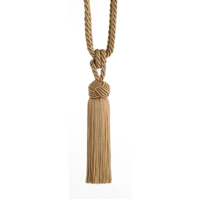 Image of Swish Cheviot Textured Turk&#039;s Head Knot Curtain Tie Back, Gold
