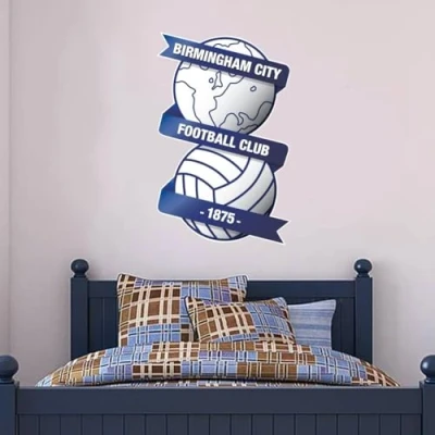 Image of Beautiful Game Birmingham City Football Club Crest Wall Sticker + BCFC Badge Vinyl Mural Decal Bedroom Gift Art (120cm)