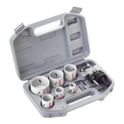 Image of Bosch 9 pc. Hole Saw Set HSS Bi Metal for Electricians (Metal, Wood, Ø 20 68 mm, Accessories Rotary Impact Drill)